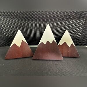 Mini Wood Mountain Set Snow Capped Nursery Shelf Decor